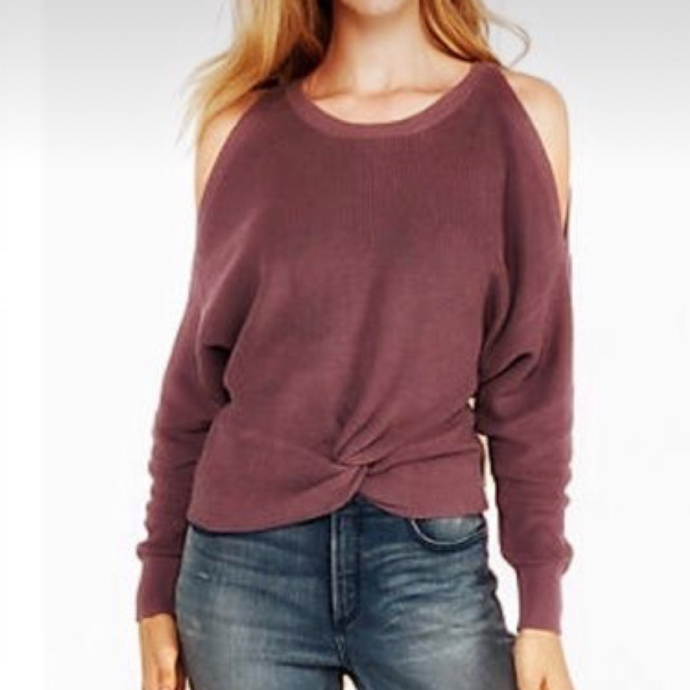 Express Cold Shoulder Reversible Sweater
